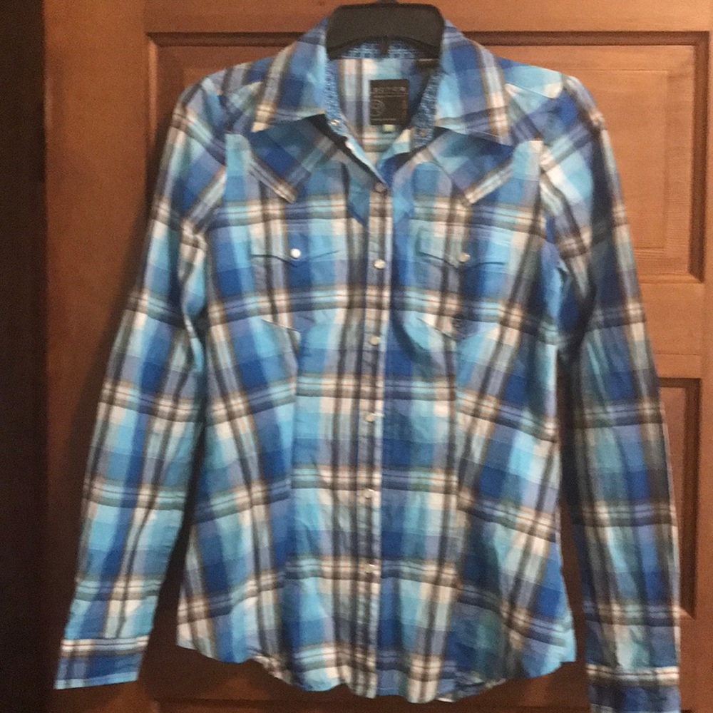 Roper Small Western Blue Plaid Shirt